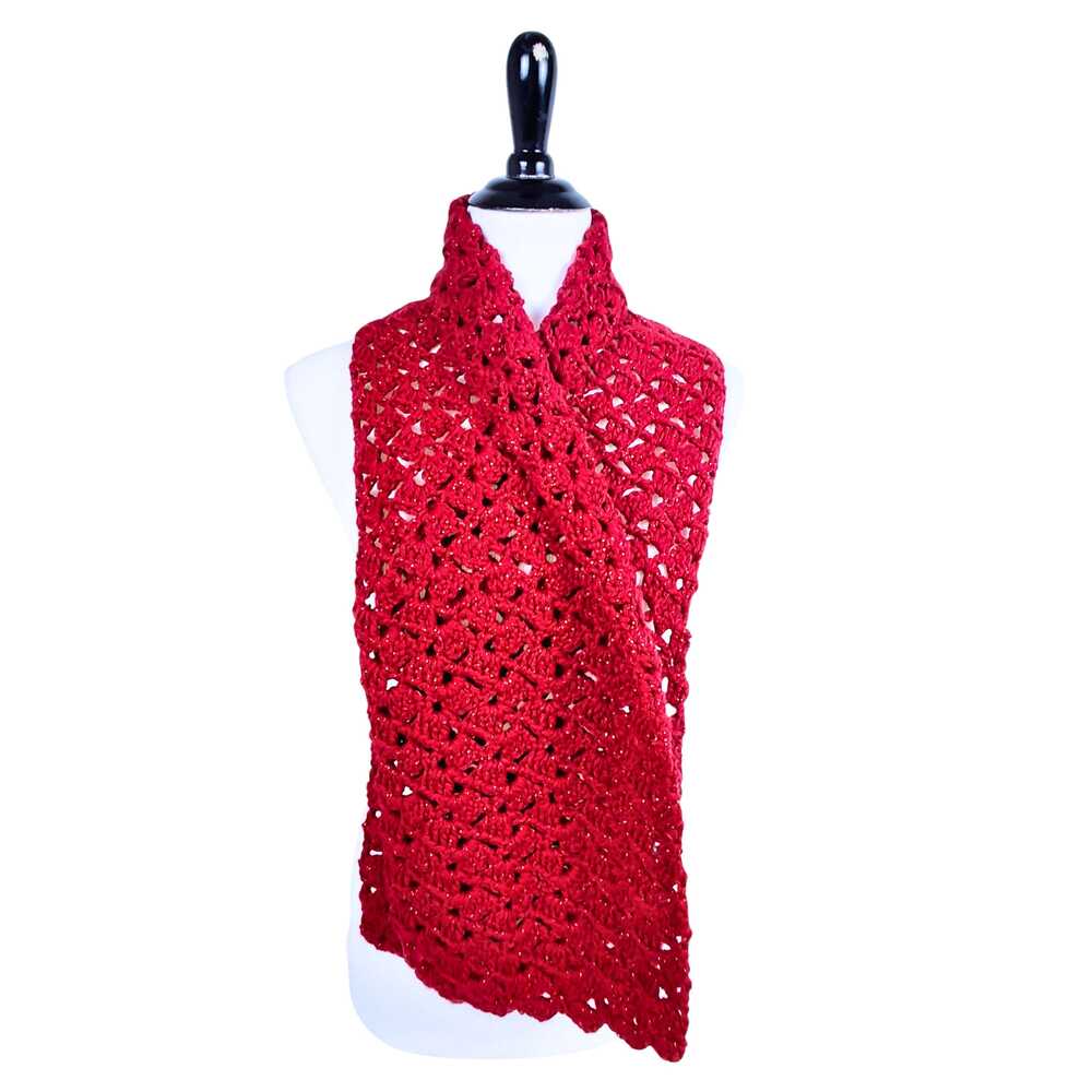 Crocheted Red Sparkle Scarf